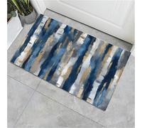 Pillasson de Motif rayé, Décoration Tapis,Tapis de Porte pour Motifs Abstraits, Tapis de Sol de Tapi Antidérapant, pour Entrée, Salon, Chambre à Coucher, Salle de Bain, Bleu foncé