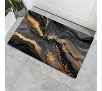 Pillasson de Résumé de Luxe, Décoration Tapis,Tapis de Porte pour Texture de marbre, Tapis de Sol de Tapi Antidérapant, pour Entrée, Salon, Chambre à Coucher, Salle de Bain, Noir et Or
