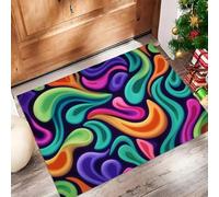 Pillasson de Rétro et Cool, Décoration Tapis,Tapis de Porte pour Formes abstraites, Tapis de Sol de Tapi Antidérapant, pour Entrée, Salon, Chambre à Coucher, Salle de Bain, Bleu-Vert