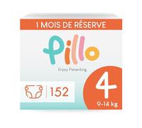 Pillo Couche Taille 4 - Lot de 152 Couches, 4 Paquets de 38 Couches Bébé Taille 4 - Maxi (9-14 kg) - Couche Bebe