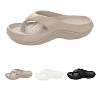 Pillow Arch Support Flip Flops for Women, Orthopedic Slides for Plantar Fasciitis, Cushioned EVA Sandals with Unbeatable Comfort, Style (Khaki,40 2/3)