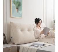 Pillow Headboard Twin XL, Triangular Headboard Pillow Twin XL for Dorm Headboards Bed, Reading Bolster Wedge Triangular Backrest, Ergonomic Bolster Cushion for Bed (White,59.1 * 20 * 8in,B)