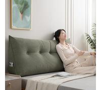 Pillow Headboard Twin XL, Triangular Headboard Pillow Twin XL for Dorm Headboards Bed, Reading Bolster Wedge Triangular Backrest, Ergonomic Bolster Cushion for Bed (Light Green,39.5 * 20 * 8in,B)