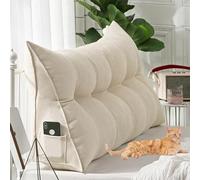 Pillow Headboard Twin XL, Triangular Headboard Pillow Twin XL for Dorm Headboards Bed, Reading Bolster Wedge Triangular Backrest, Ergonomic Bolster Cushion for Bed (White,71 * 20 * 8in,A)
