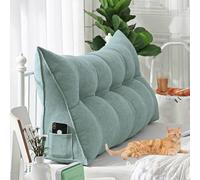 Pillow Headboard Twin XL, Triangular Headboard Pillow Twin XL for Dorm Headboards Bed, Reading Bolster Wedge Triangular Backrest, Ergonomic Bolster Cushion for Bed (Lake Blue,71 * 20 * 8in,A)