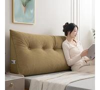 Pillow Headboard Twin XL, Triangular Headboard Pillow Twin XL for Dorm Headboards Bed, Reading Bolster Wedge Triangular Backrest, Ergonomic Bolster Cushion for Bed (Khaki,59.1 * 20 * 8in,B)