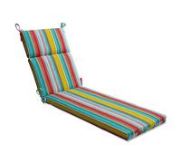 Pillow Perfect Coussin à Rayures pour Chaise Longue de terrasse d'extérieur, Rembourrage en Fibre pelucheuse, résistant aux intempéries et à la décoloration, Dossier Fendu - 184,2 x 53,3 cm, Dina