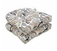 Pillow Perfect Dailey Lot de 2 Coussins de siège touffetés en étain pour intérieur/extérieur (Dossier Rond), 48,3 x 48,3 cm, Noir