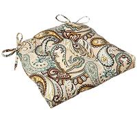 Pillow Perfect Lot de 2 Coussins de Chaise d'intérieur/extérieur avec Attaches, touffetés, résistants aux intempéries et à la décoloration, 43,2 x 44,5 cm, Quartz Tamara Bleu/Marron