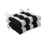 Pillow Perfect Lot de 2 Coussins de Chaise réversibles d'extérieur et d'intérieur à Rayures Noires 39,5 x 36,8 x 8,9 cm
