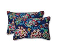 Pillow Perfect Lot de 2 oreillers lombaires en Cachemire pour intérieur/extérieur, 29,2 x 47 cm, Bleu