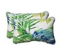 Pillow Perfect Lot de 2 oreillers rectangulaires pour intérieur ou extérieur Bleu/Vert