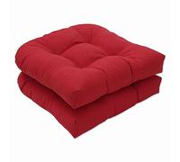 Pillow Perfect Monti Chino Lot de 2 Coussins de Chaise de terrasse en Osier de Couleur Unie et réversible, résistants aux intempéries et à la décoloration, Angle Rond, 48,3 x 48,3 cm, Rouge