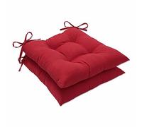 Pillow Perfect Monti Chino Lot de 2 Coussins de Chaise de terrasse en Osier de Couleur Unie et réversible, résistants aux intempéries et à la décoloration, Angle carré, 47 x 48,3 cm, Rouge
