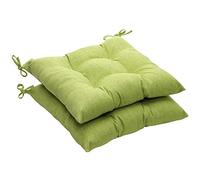 Pillow Perfect Pompeii Lot de 2 Coussins de Chaise de terrasse en Osier Solides réversibles, résistants aux intempéries et à la décoloration, Angle carré, 47 x 48,3 cm, Vert
