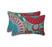 Pillow Perfect Sophia Lot de 2 Coussins rectangulaires d'extérieur et d'intérieur Turquoise/Corail 47 x 29 x 12 cm Vert