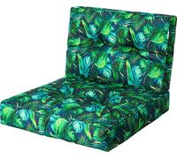 PillowPrim, coussin de palette, coussin de stulh, fauteuil en rotin, Outdoor, garniture, coussin de siège, coussin de chaise, meubles en rotin, feuilles bleues, 70 x 70 cm