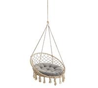 PillowPrim Coussin d'extérieur pour fauteuil suspendu - Coussin d'assise pour hamac - Coussin de balançoire nid d'oiseau pour plus de confort - Coussin rond lavable - Gris cendré - 65 cm