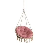 PillowPrim Coussin en Velours pour Fauteuil Suspendu, Chaise Balançoire d'Intérieur, Lavable, Rond, Rose, 92 cm
