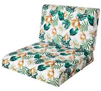 PillowPrim, Coussin pour fauteuil en rotin, Outdoor, Housse, Coussin pour palette, Coussin pour siège, Meubles en rotin, Fleurs blanches, 70 x 70 cm