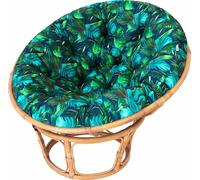 PillowPrim Coussin pour fauteuil Papasan, garniture, coussin de rechange Papasan 114 cm, coussin de sol rembourré Coussin d'assise Couverture d'éveil Fauteuil suspendu Feuilles bleues