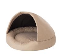 PillowPrim Lit et maison pour chien 2 en 1, maison en tissu, grotte pour chat, niche pour chien, panier pour chien, couchette, meubles pour animaux, beige, L : 80 x 80 x 52 cm
