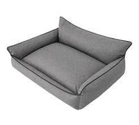 PillowPrim Lit pour animaux de compagnie, avec coussin, coussin pour chien, canapé pour animaux de compagnie, matelas, taille XL, 82 x 63 cm, graphite, lin écologique