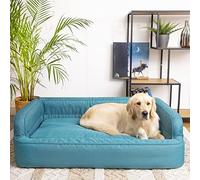 PillowPrim Lit pour chien, Meuble pour animaux, Lit pour chat, Housse amovible, Panier pour chien, Coussin pour chien, Chaise longue pour chien, Couchage, Canapé pour chien, Bleu, XXL : 117x79 cm