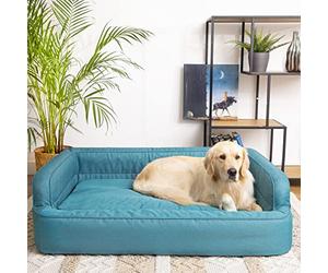 PillowPrim Lit pour chien, Meuble pour animaux, Lit pour chat, Housse amovible, Panier pour chien, Coussin pour chien, Chaise longue pour chien, Couchage, Canapé pour chien, Bleu, XXL : 117x79 cm