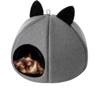 PillowPrim, maison pour chats d'intérieur, niche pour chats, tente pour chats avec coussin amovible et lavable, douce et auto-chauffante, graphite, taille 1 : 40x40x28 cm