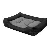 PillowPrim Panier pour chien, coussin aspect lin, coussin pour chiens extra grands, bords surélevés, facile à nettoyer, XXL, 125 x 98 cm, graphite