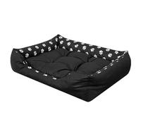 PillowPrim Panier pour chien, coussin douillet, pour chiens extra grands, bords surélevés, facile à nettoyer, XXL, 125 x 98 cm, noir