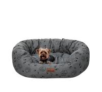 PillowPrim Panier pour chiens de petite, moyenne et grande taille, coussin pour chien, canapé pour chien, facile à nettoyer, taille L, 76 x 59 cm, graphite avec pattes