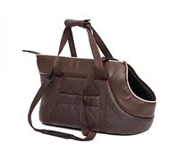 PillowPrim Sac de Transport pour Chien ou Chat, Transport Chiens, Tranport Chats, Cuir écologique/synthétique - Taille M, 25 x 50 x 27 cm - Marron