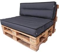 PillowPrim Set de coussins de palette amovibles Housse imperméable Coussins de palette Set de coussins de jardin (Coussin d'assise 120x80 + Dossier 120x40) Graphite