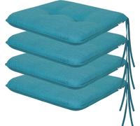 PillowPrim Set de meubles de jardin avec 4 coussins, pour chaises, fauteuils et bancs de jardin, outdoor, coussin pour chaise longue, rembourrage, canapé, coussin universel, bleu, 50 x 43 x 6 cm