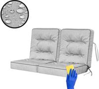 Pillowprim VENUS set de 2 coussins de jardin - 120 cm - résistant aux intempéries & aux UV - Outdoor, gris