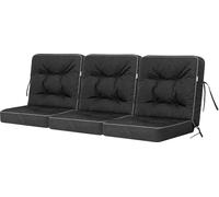 Pillowprim VENUS Set de 3 coussins de jardin - 150 cm - résistant aux intempéries et aux UV, noir