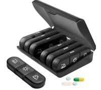 pillulier, Pilulier compartimenté, pilulier hebdomadaire 7 jours 3 compartiments, Pilulier pratique, pilulier journalier, pour stocker des médicaments, vitamines, compléments alimentaires (noir)