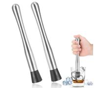 Pilon à cocktail, 25 cm/9,8 pouces, 2 tiges de broyage de glace, outil de préparation de boissons, outil de mélange de pilon à cocktail en acier inoxydable pour la maison, bar,