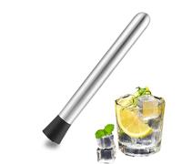 Pilon à cocktail en acier inoxydable, pilon multifonction de 30 cm, bâton de broyeur à glace à fruits argenté avec tête rainurée, professionnel pour la fabrication de cocktails, le broyage de fruits