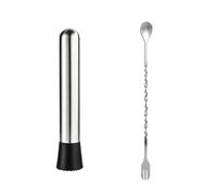 Pilon a Cocktail en Inoxydable 25 cm et Cuillere a Melanger 21 cm, Kit | transformant votre cuisine en un veritable bar professionnel pour vos invites, utilisation polyvalente et pratique