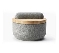 Joseph Joseph Dash Pilon et Mortier Cusine en Pierre, Granit naturel avec couvercle en bambou, outil de broyage pour moudre les épices, poudre de pesto, herbes