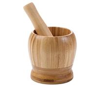 Pilon et Mortier, Mortier et Pilon en Bois,Mortier Rond et Pilon,Ensemble Mortier Et Pilon,Mortier en Bois avec Pilon,épices, Poivres, Ail Et Les Noix, Ustensiles De Cuisine (Grand)