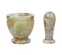 Pilon Mortier Broyeur à mortier avec pilon en marbre, ensemble de broyeur solide, presse-purée manuel for poivre et ail(Stripes)