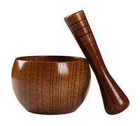 Pilon Mortier Mortier en pot d'ail pilé bois, broyeur rond lisse et poli à la main, ensemble de pilon for moudre les herbes, épices, grains, le poivre