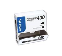 Pilot 002710 - Permanent Marker 400 - Bull Marca - Noir - Pointe Biseautée Large - Paquet De 20 Pièces