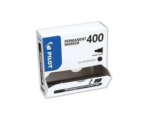Pilot 002710 - Permanent Marker 400 - Bull Marca - Noir - Pointe Biseautée Large - Paquet De 20 Pièces