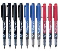 PILOT 10 stylos V Sign Pen marqueurs (noir, rouge, bleu)