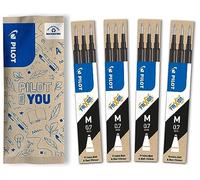 PILOT - 12 Recharges FriXion Ball - Effaçable - Noir - Pointe Moyenne | Encre Gel Effaçable - Compatible Stylos FriXion Ball et Ball Clicker - Noir - Pointe Moyenne (0,7mm)
